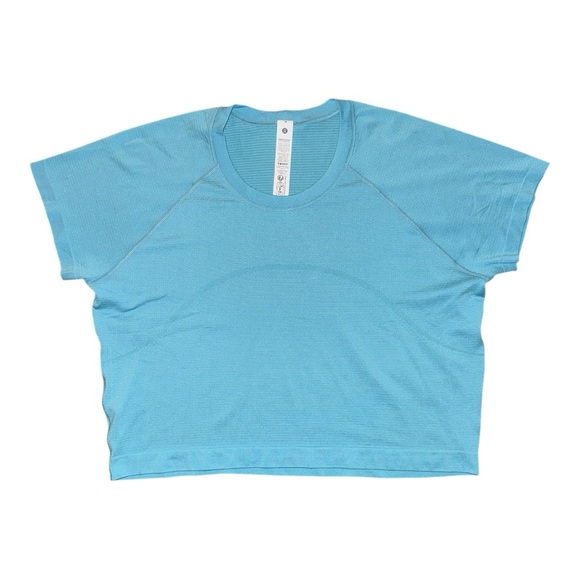 Lululemon Swiftly Tech Cropped Short-Sleeve Shirt 2.0 Washed Blue 14 NWT - Picture 3 of 7